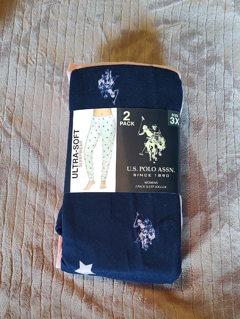 U.S. Polo Assn. Women's 2-Pack Ultra-Soft Sleep Joggers - Navy & Pink